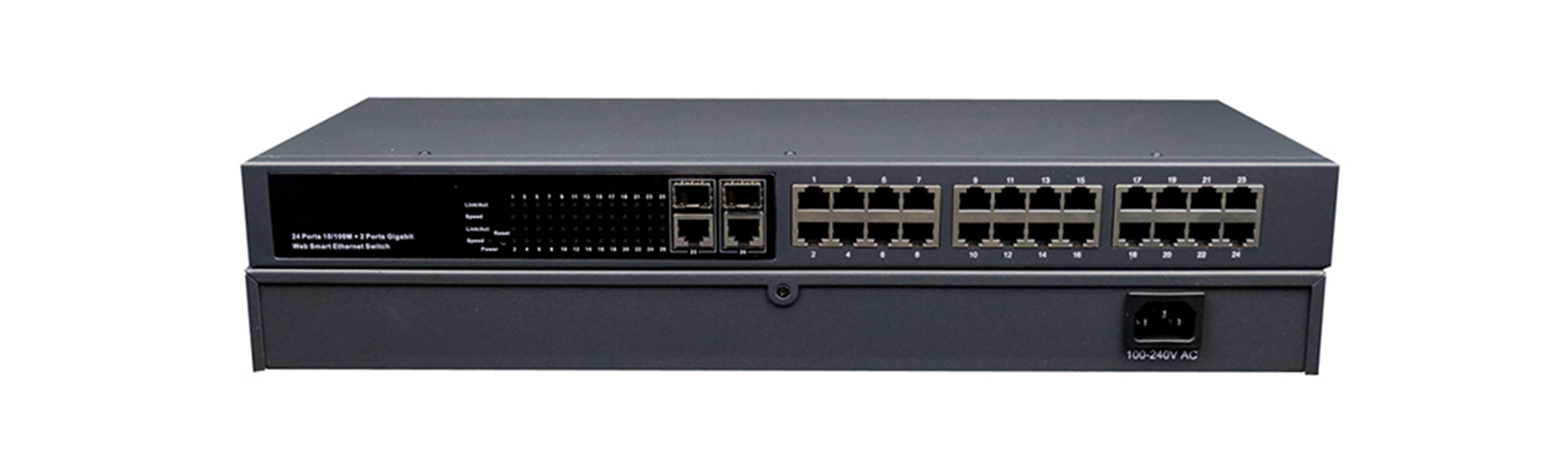 Factory Price 10/100/1000M Managed Gigabit Network Switch fiber to RJ45 4 SFP switch network with 26 RJ45 Ethernet Ports