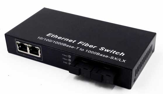 10/100/1000M 2 fiber ports and 2 Ethernet ports single Fiber Optic Switch