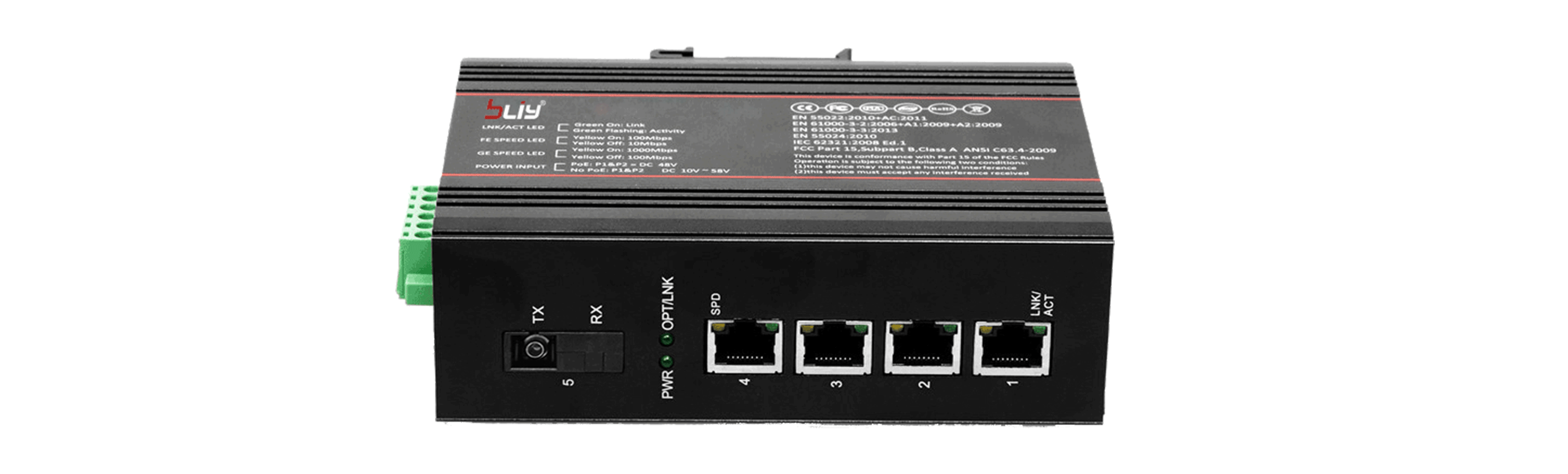 10/100M  1 fiber ports and 4 Ethernet ports single fiber Industrial Switch