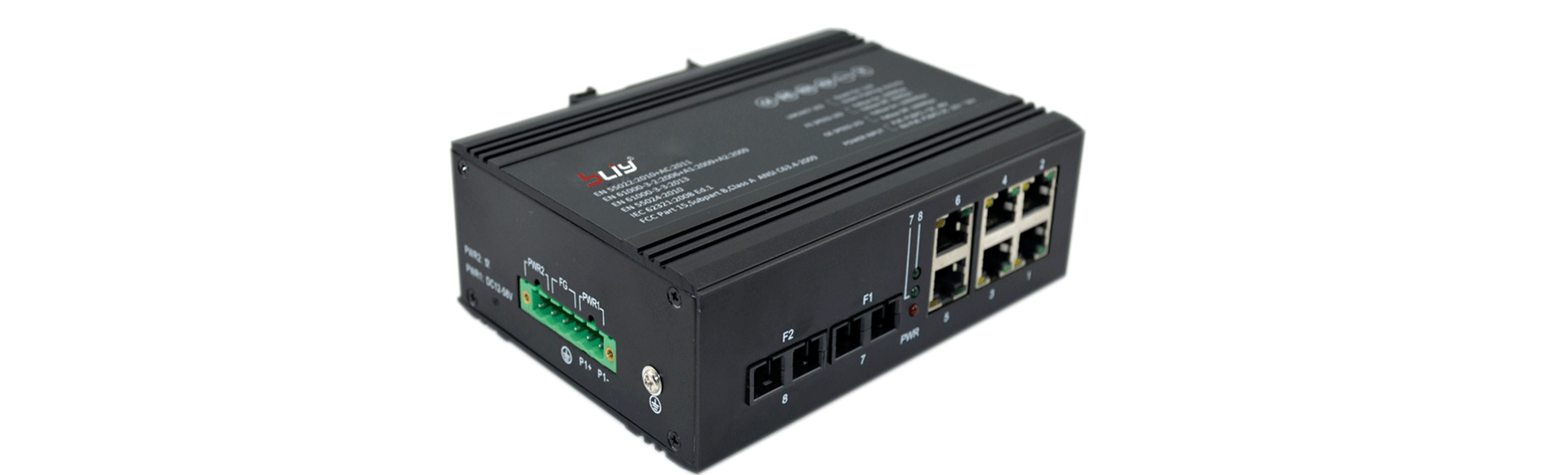 10/100M  2 fiber ports and 6 Ethernet ports dual fiber Industrial Switch