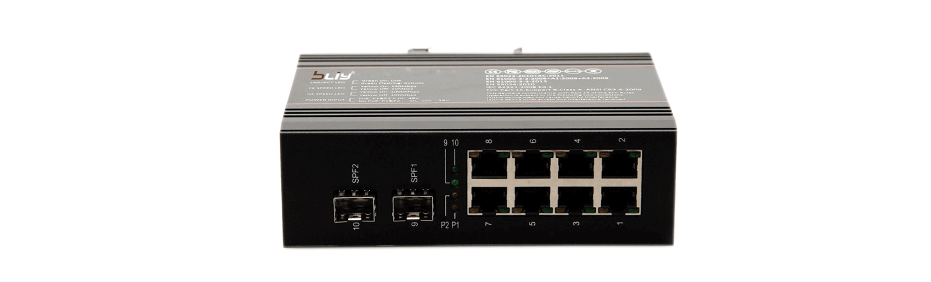 10/100/1000M  2 SFP connector and 8 Ethernet ports Industrial SFP Switch