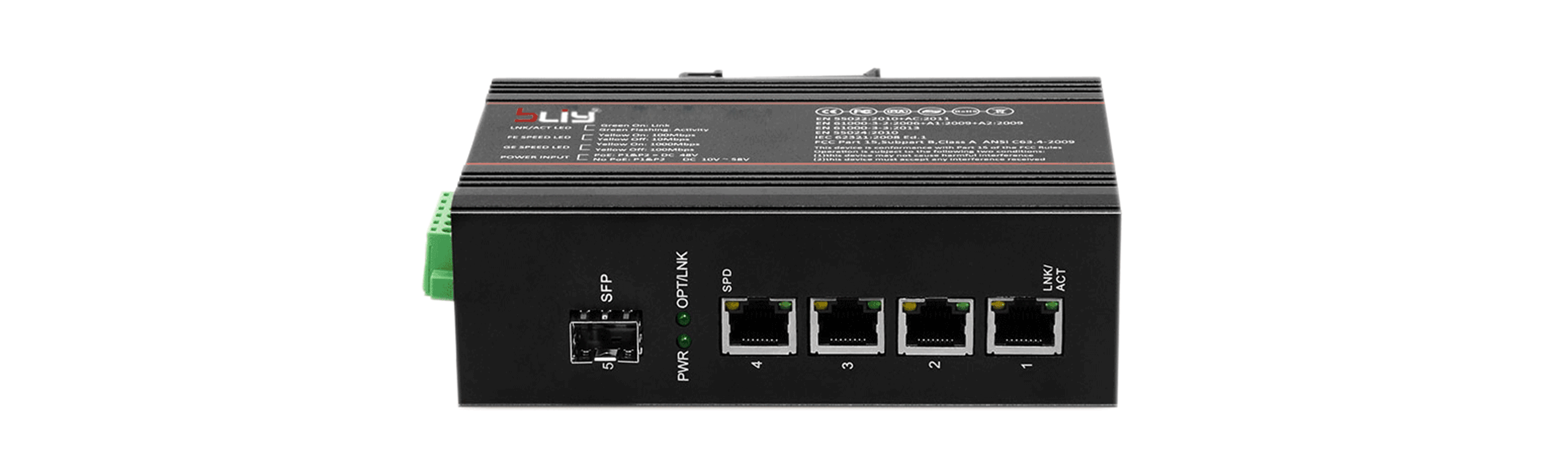 10/100/1000M  1 SFP connector and 4 Ethernet ports Industrial SFP Switch